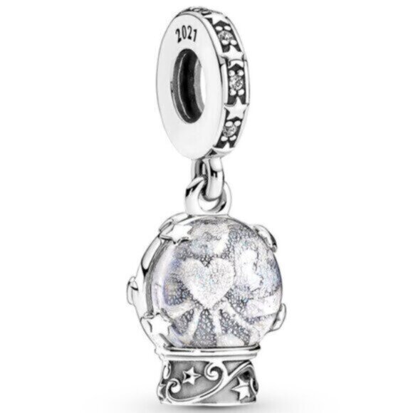 Pandora 925 Sterling Silver Snow Globe Angel Dangle Pendant Charm - Picture 1 of 5